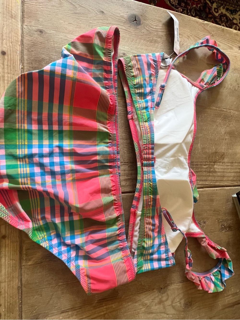 J. Crew Multicolor Plaid Bandeau Bikini Set - Picture 8 of 11